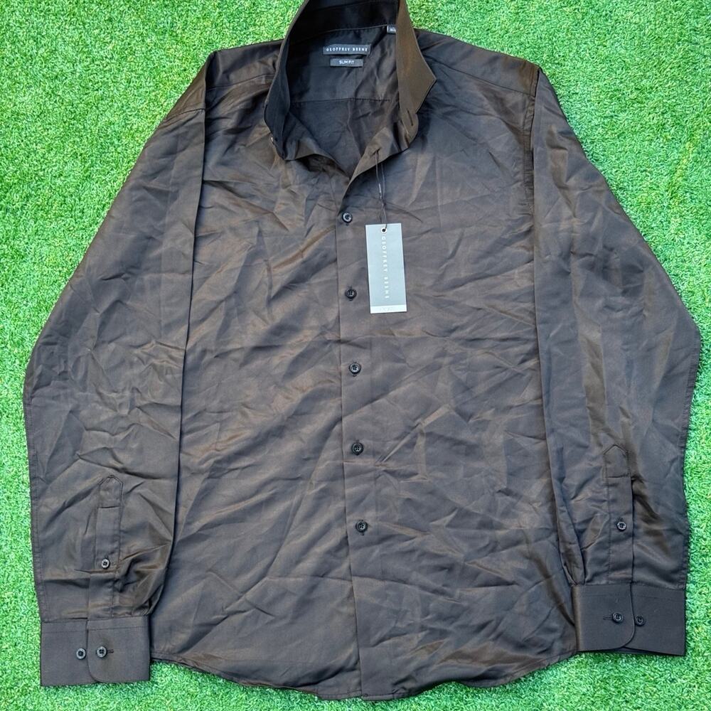 Geoffrey Beene Button Up Sweatshirt Black Long Sleeve New With Tag Slim Fit
